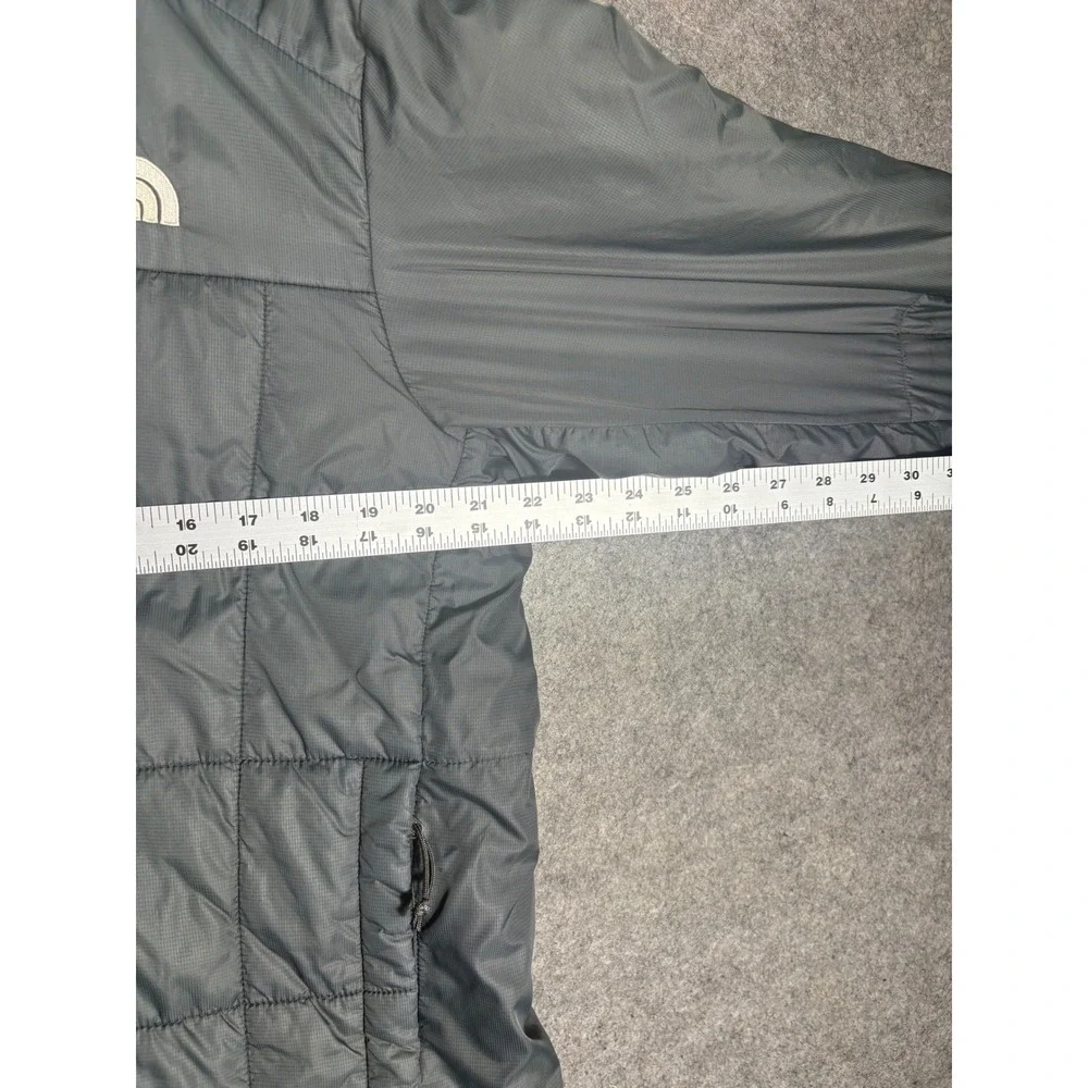 The North Face Mens Gray Primaloft Insulated Puffer Jacket Full Zip Large F10